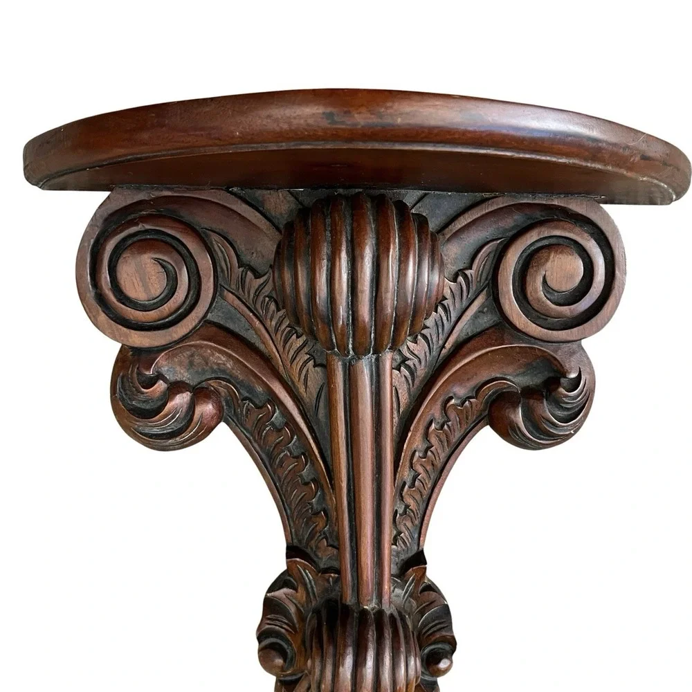 Vintage Hand Carved Solid Wood Wall Shelves Pair Floating Sconce Antique Display